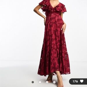 Red Dark Red Burgundy Maxi Dress